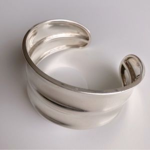 Vintage Modernist Sterling Silver Cuff Bracelet Taxco Mexico Minimalist 925 0023